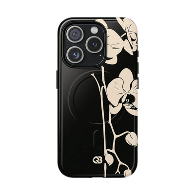 Black Tough 2.0 Magsafe Phone Case for iPhone - Obsidian Bone Orchid