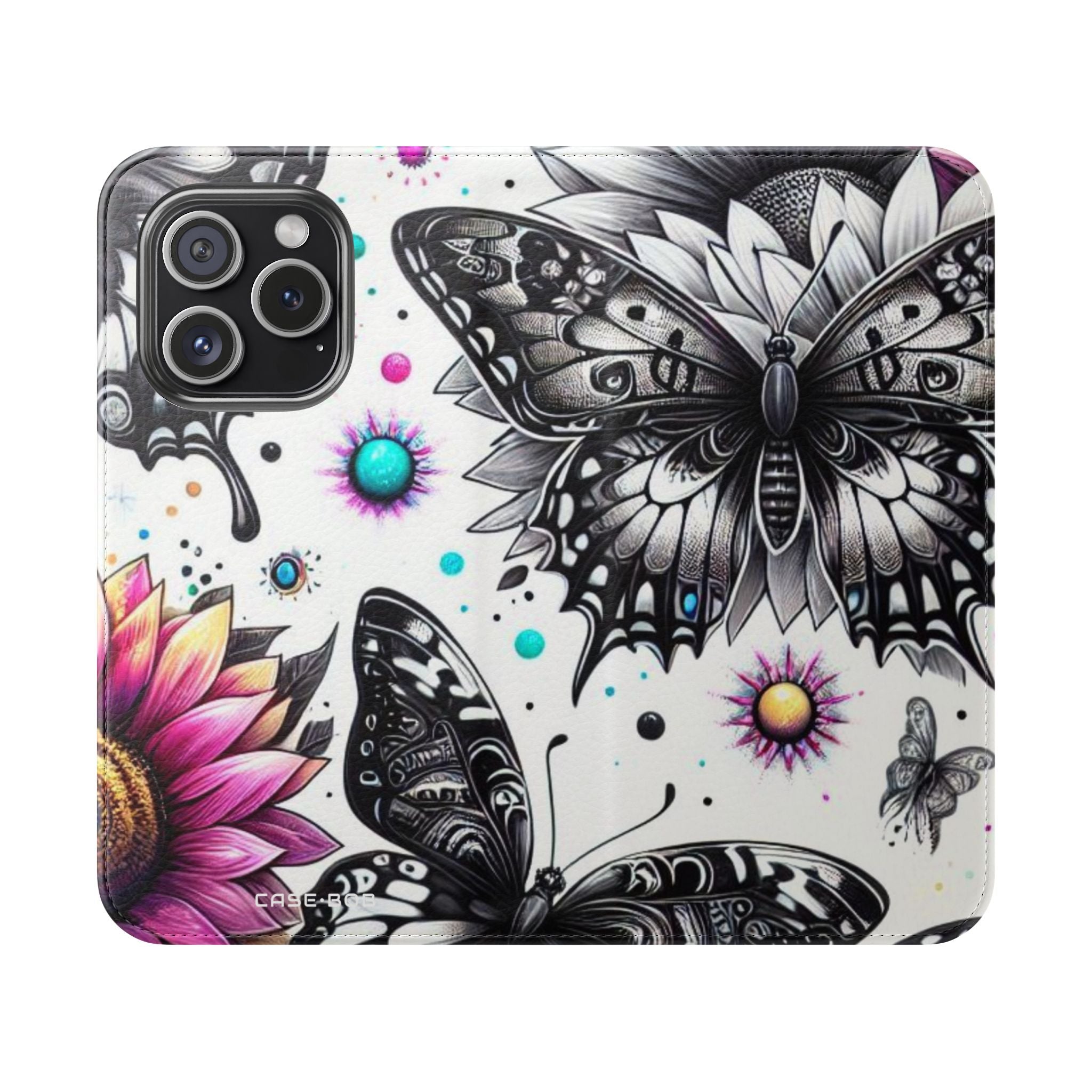 Monochrome Flutter - iPhone 15 Pro Case - Wallet