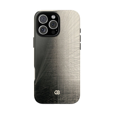 Beige Tough Phone Case for iPhone - Brutalist Graphite Grid