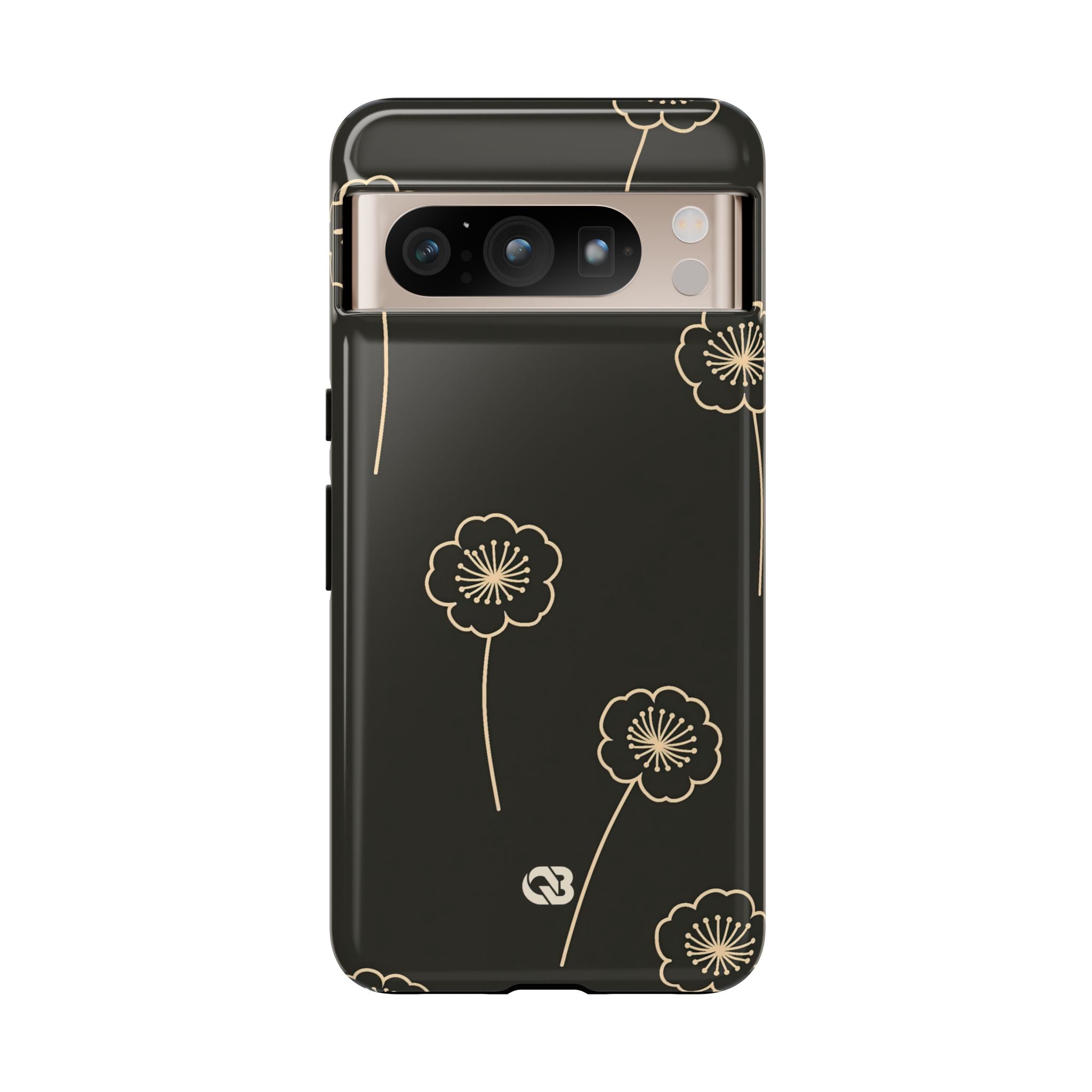 Black Tough Phone Case for Google Pixel - Obsidian Sand Petals
