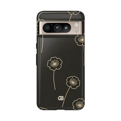 Black Tough Phone Case for Google Pixel - Obsidian Sand Petals