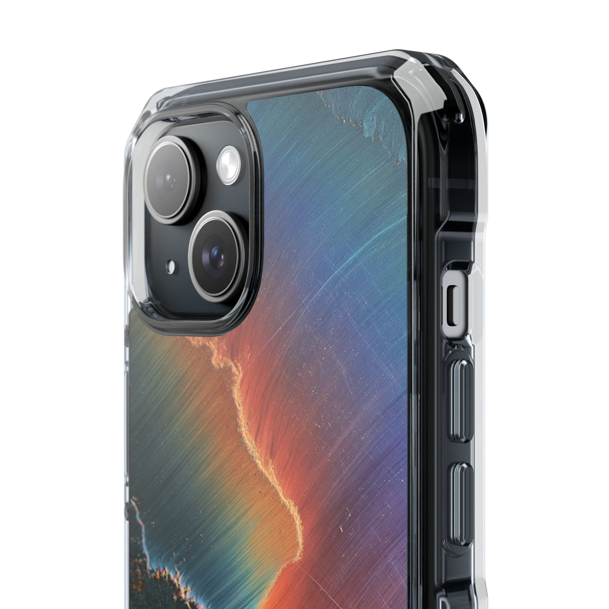 Prismatic Aura Shift · Clear Impact Magnetic Phone Case for iPhone · Blue