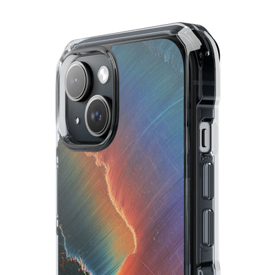 Prismatic Aura Shift · Clear Impact Magnetic Phone Case for iPhone · Blue