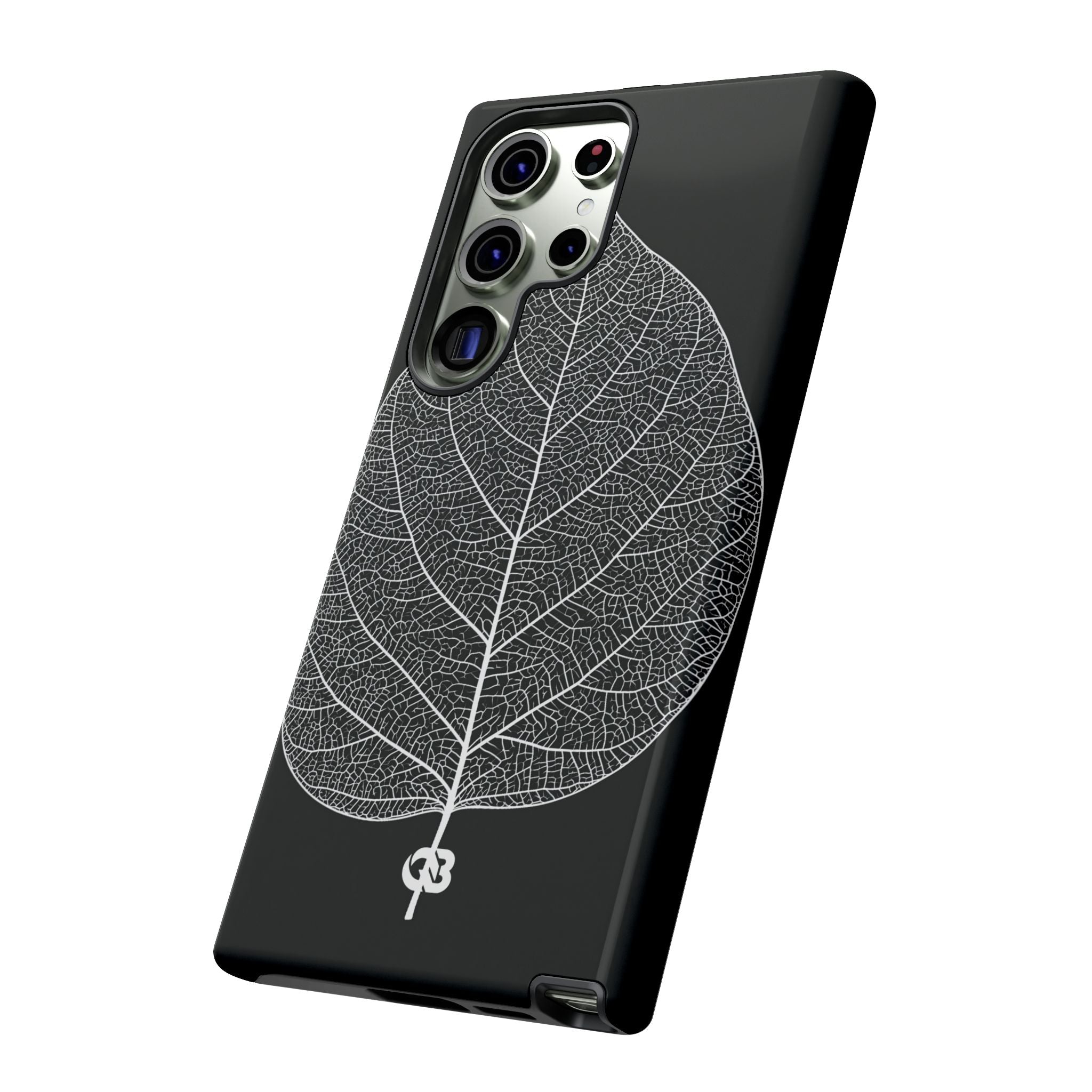 Black Tough Phone Case for Samsung - Bleached Leaf Lattice