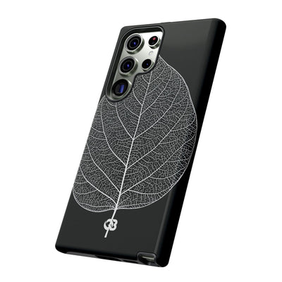 Black Tough Phone Case for Samsung - Bleached Leaf Lattice