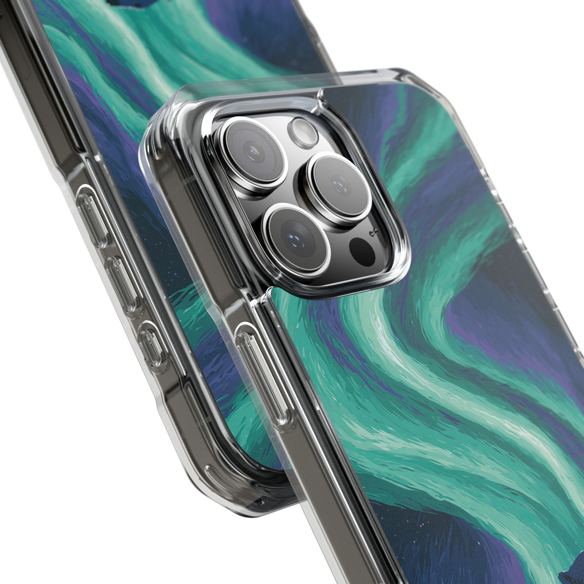 Arctic Aurora Bear · Clear Impact Magnetic Phone Case for iPhone · Teal
