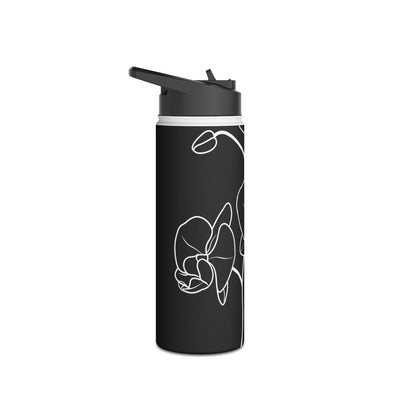 Midnight Orchid · Insulated Water Bottle · Black