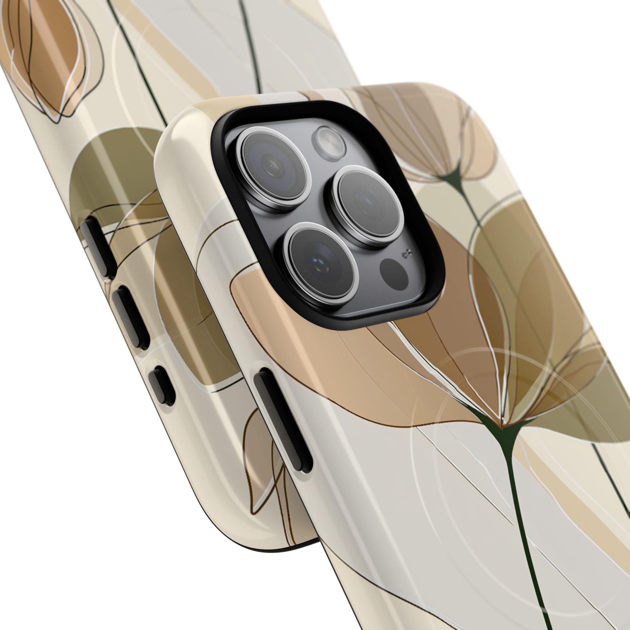 Beige Tough 2.0 Magsafe Phone Case for iPhone - Muted Ochre Petals