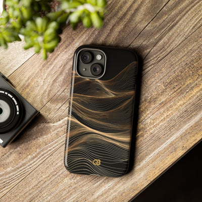 Black Tough Phone Case for iPhone - Copper Topo Ridge