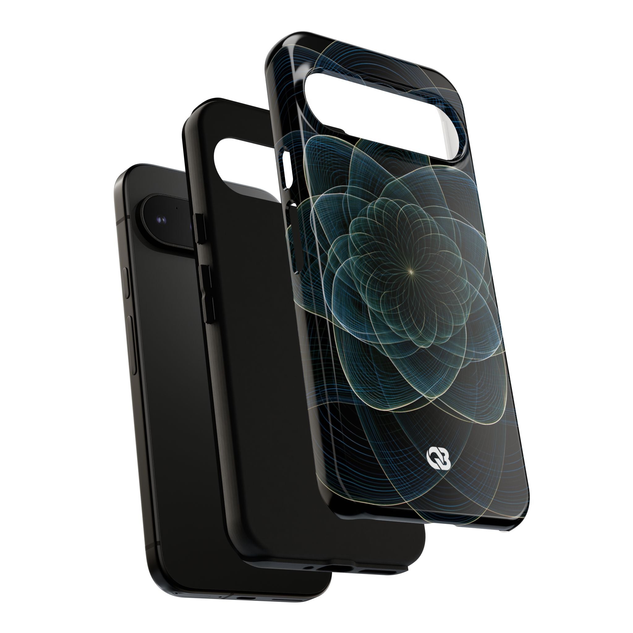 Blue Tough Phone Case for Google Pixel - Celestial Wireframe Bloom