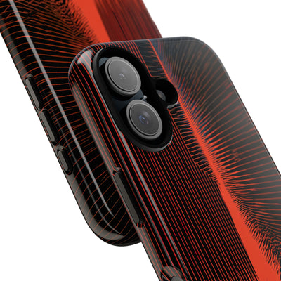 Red Tough Phone Case for iPhone - Crimson Frequency Pulse