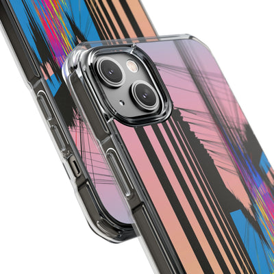 Blue Impact MagSafe Phone Case for iPhone - Fractured Data Skyline