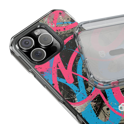 Cyber Splatter Flow · Clear Impact Magnetic Phone Case for iPhone · Pink