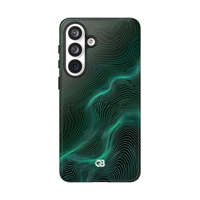 Teal Tough Phone Case for Samsung - Neon Jade Contour