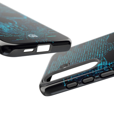 Cyan Glitch Skull · Tough Phone Case for Samsung