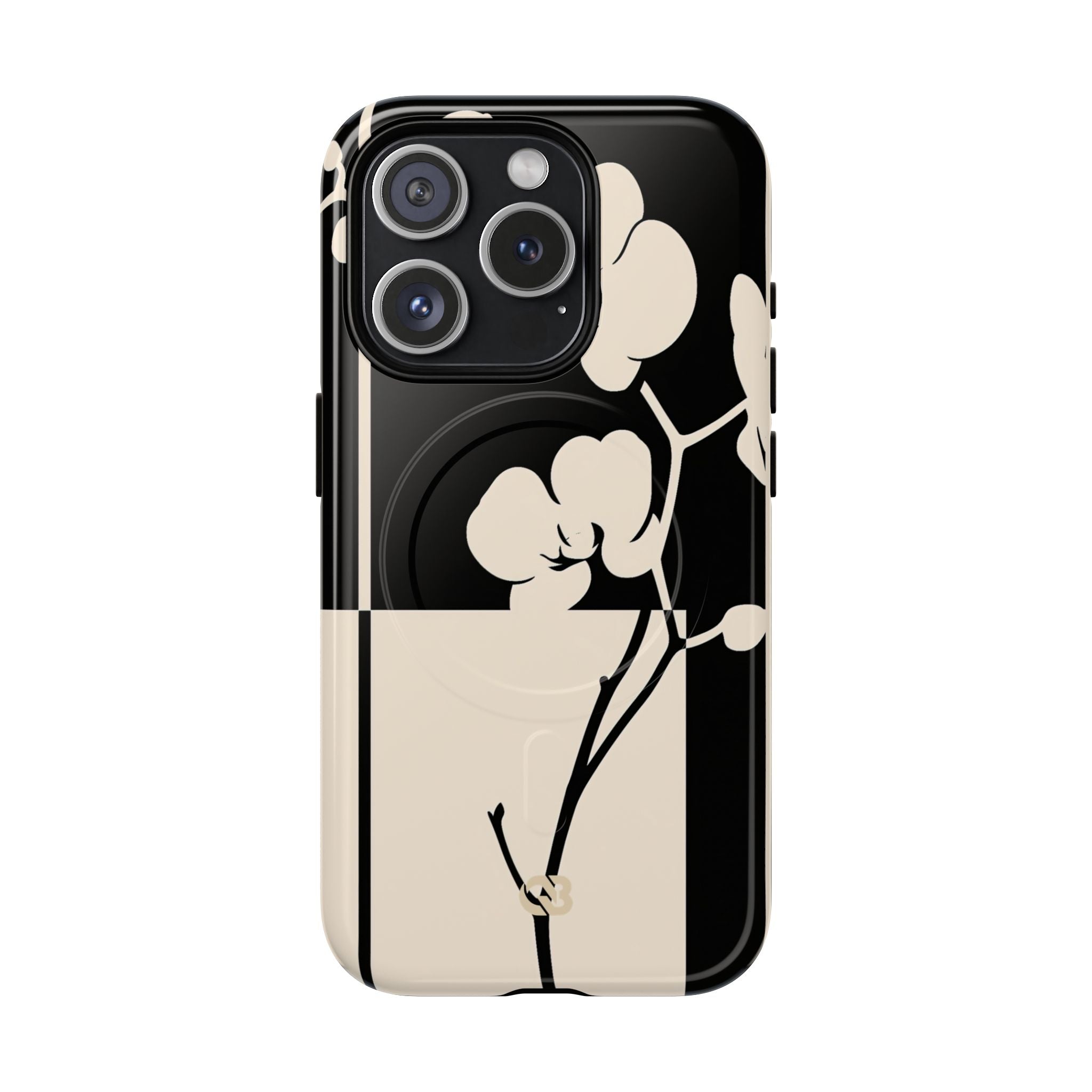 Beige Tough 2.0 Magsafe Phone Case for iPhone - Nocturnal Orchid Frame