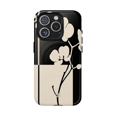 Beige Tough 2.0 Magsafe Phone Case for iPhone - Nocturnal Orchid Frame