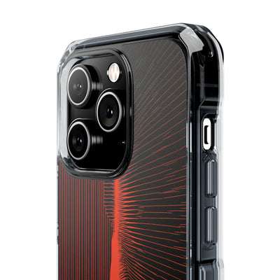 Red Impact MagSafe Phone Case for iPhone - Crimson Frequency Pulse
