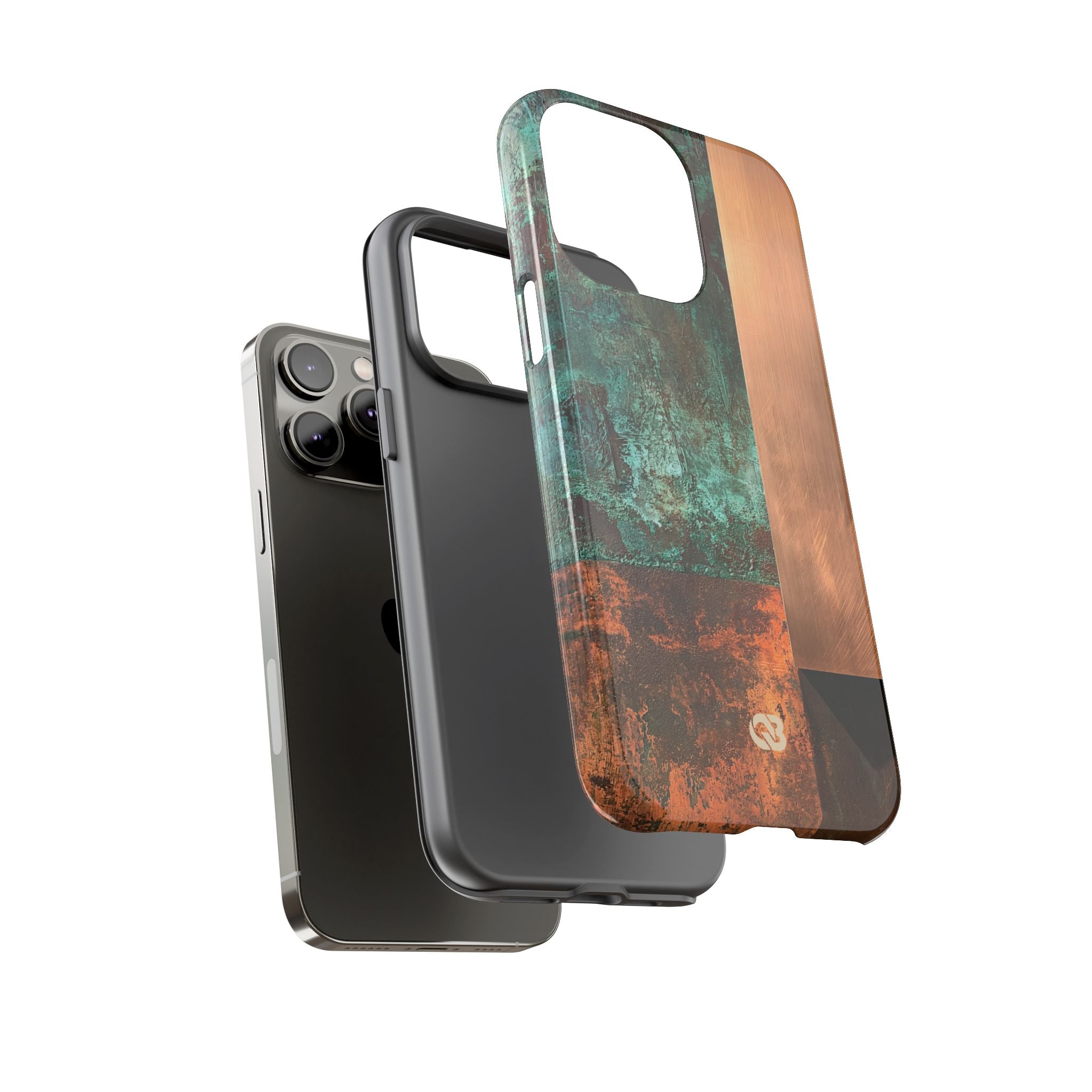 Teal Tough Phone Case for iPhone - Verdigris Copper Slab