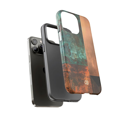 Teal Tough Phone Case for iPhone - Verdigris Copper Slab