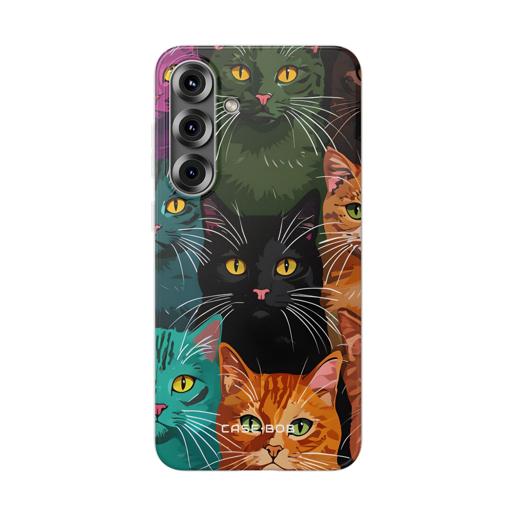 Cat Grid Teal Samsung S25 Plus Case - Soft