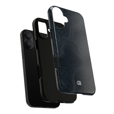 Black Tough Phone Case for iPhone - Obsidian Ridge Topo