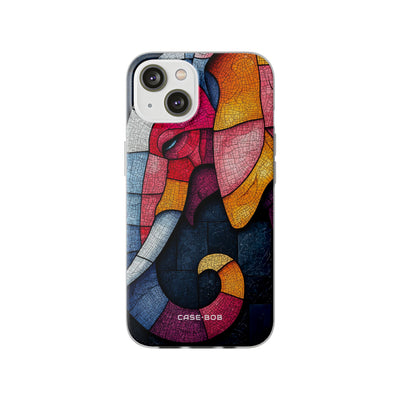 Elefant Mosaik iPhone 14 Cover - Blød