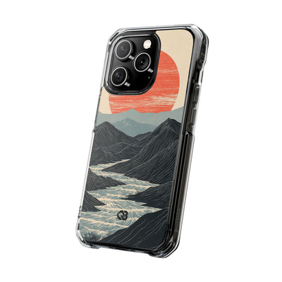 Beige Impact MagSafe Phone Case for iPhone - Crimson Ridge Flow