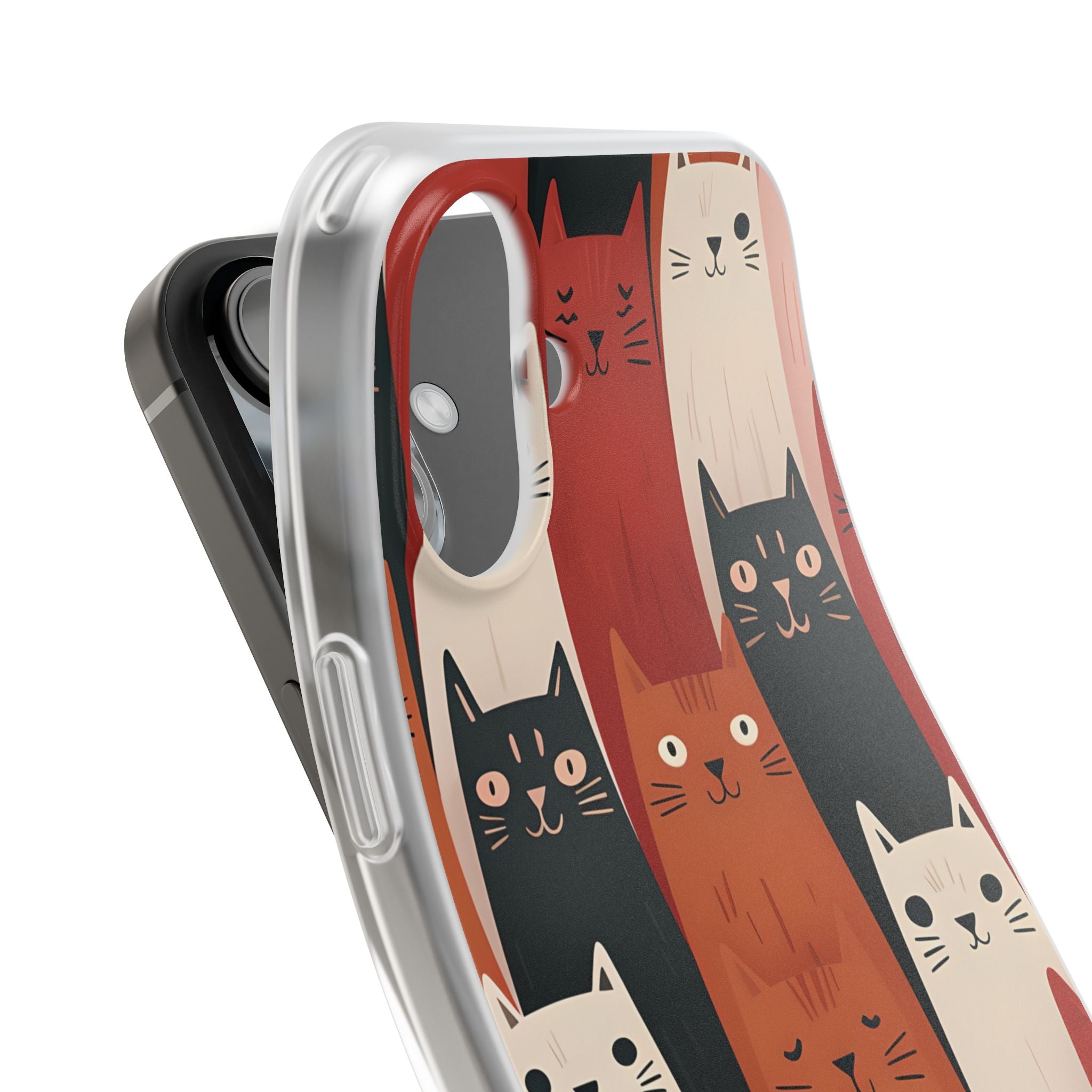 Verlängerte Katzen Schwarzes iPhone 16 Plus Case - Soft