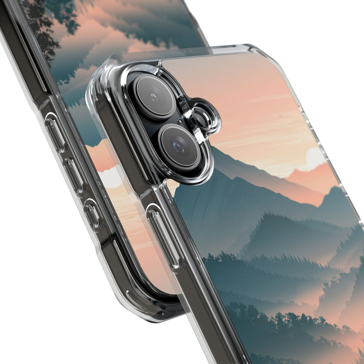Misty Pine Summit · Clear Impact Magnetic Phone Case for iPhone ·  Green