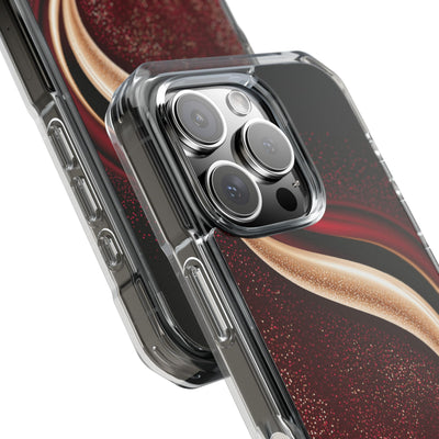 Gilded Crimson Flow · Clear Impact Magnetic Phone Case for iPhone · Red