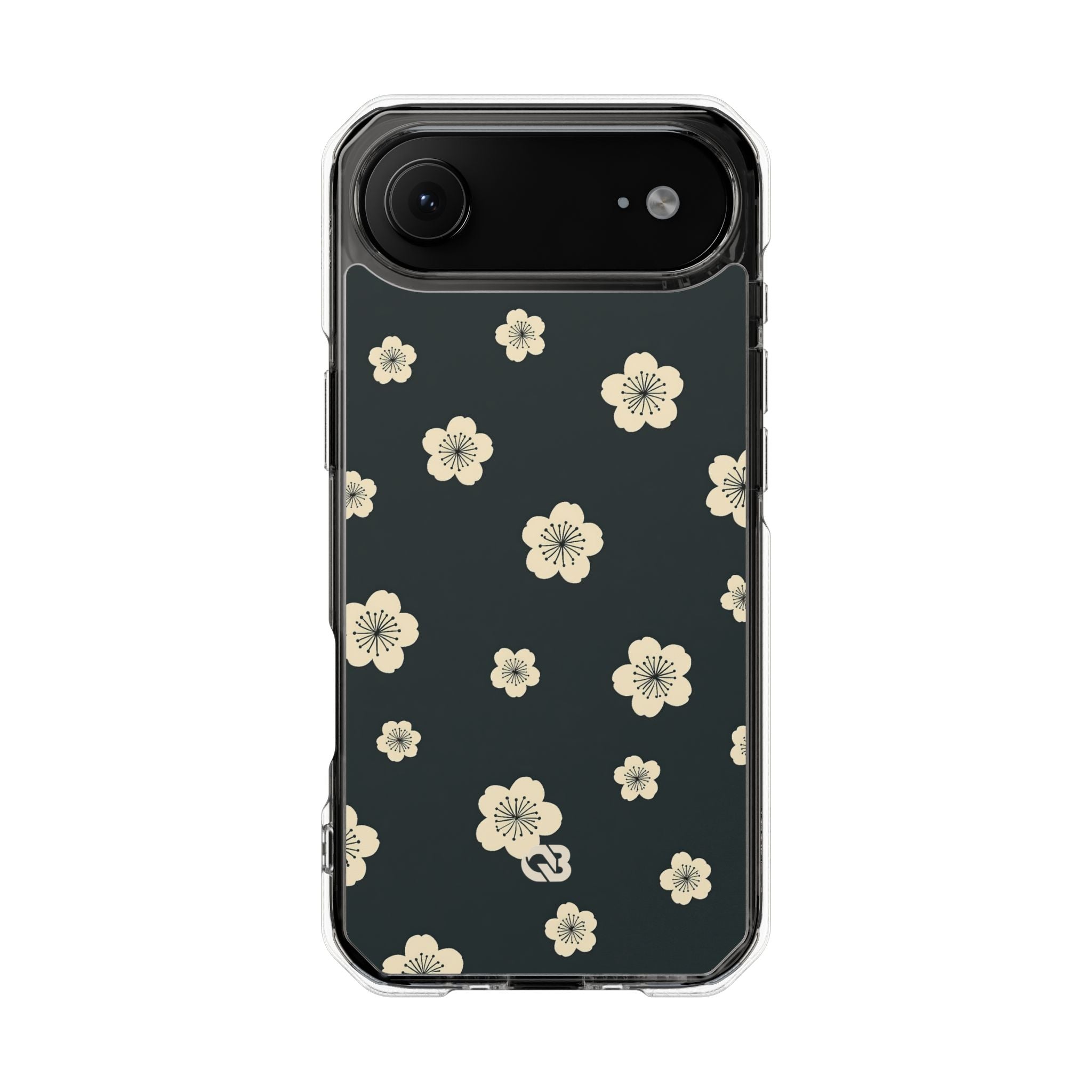 Teal Impact MagSafe Phone Case for iPhone - Obsidian Cream Petals