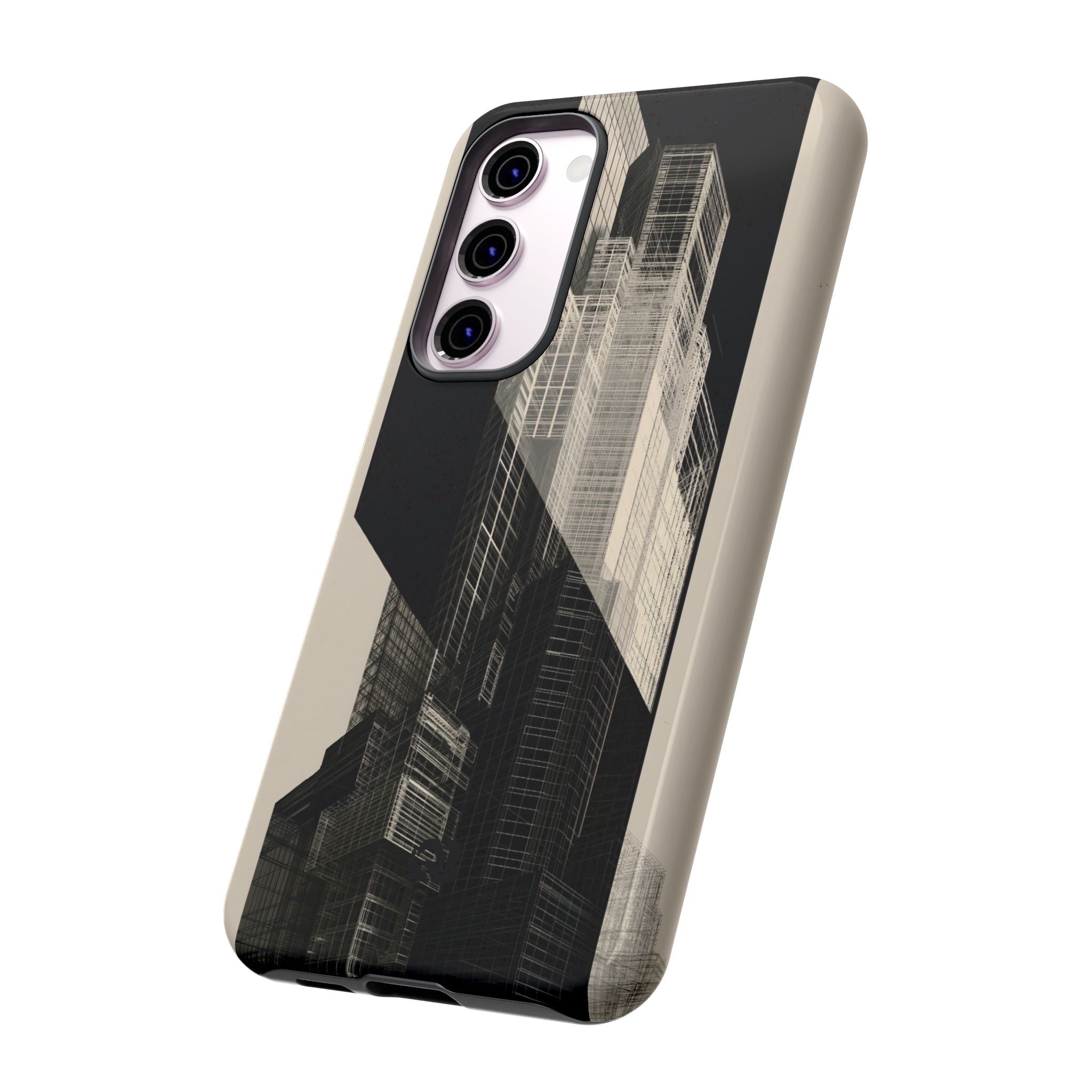 Beige Tough Phone Case for Samsung - Monolith Urban Grid