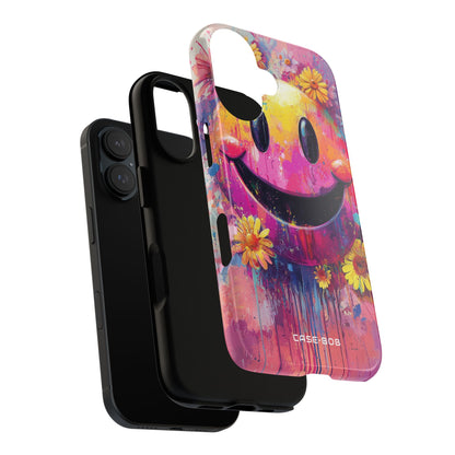 Smiley Bloom iPhone 16 Case - Tough