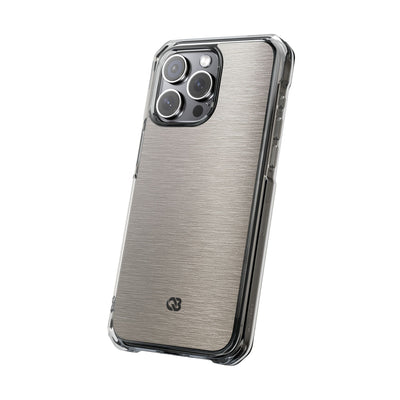 Grey Impact MagSafe Phone Case for iPhone - Brushed Nickel Linen