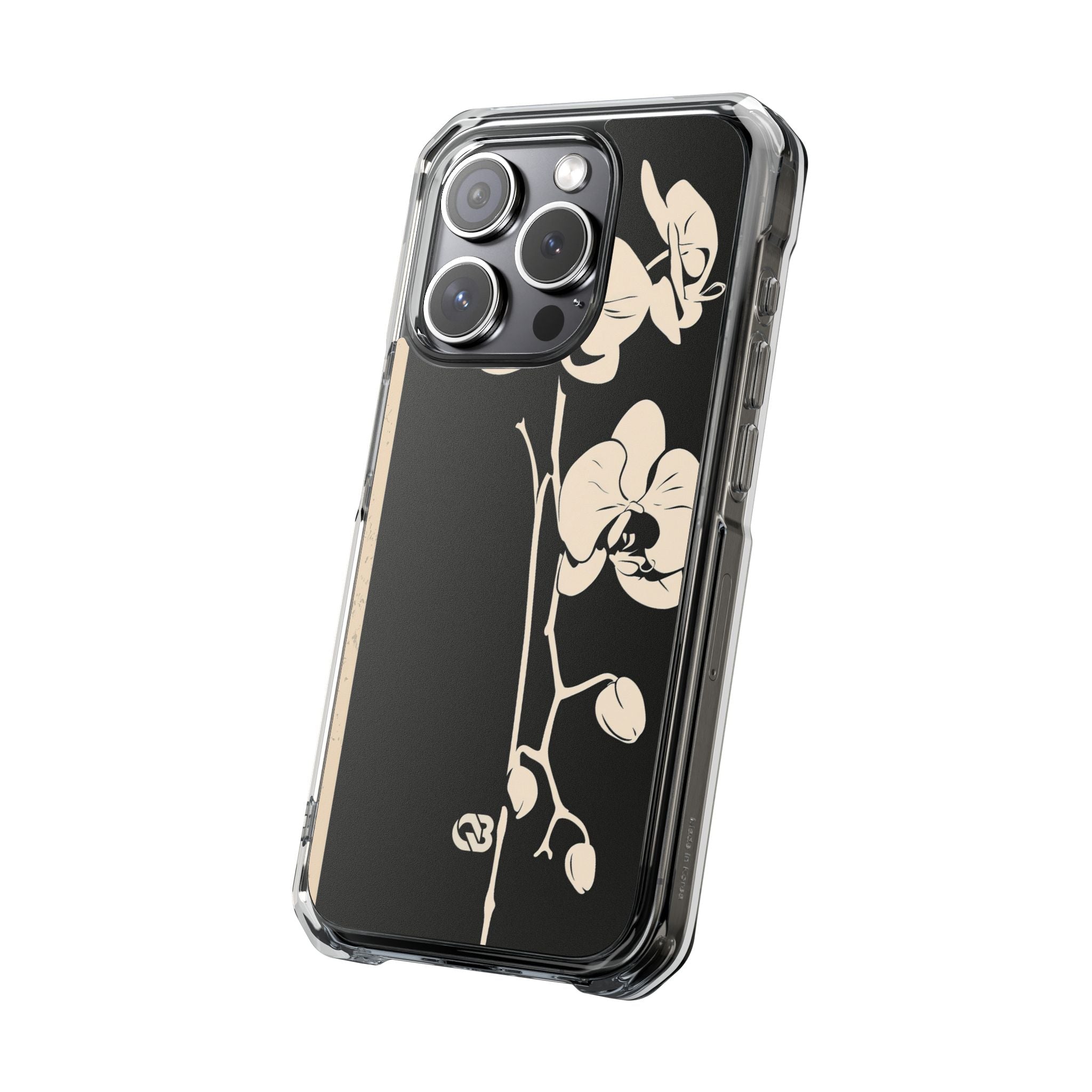 Black Impact MagSafe Phone Case for iPhone - Obsidian Bone Orchid