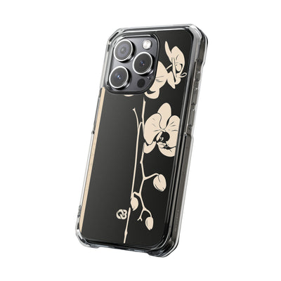 Black Impact MagSafe Phone Case for iPhone - Obsidian Bone Orchid