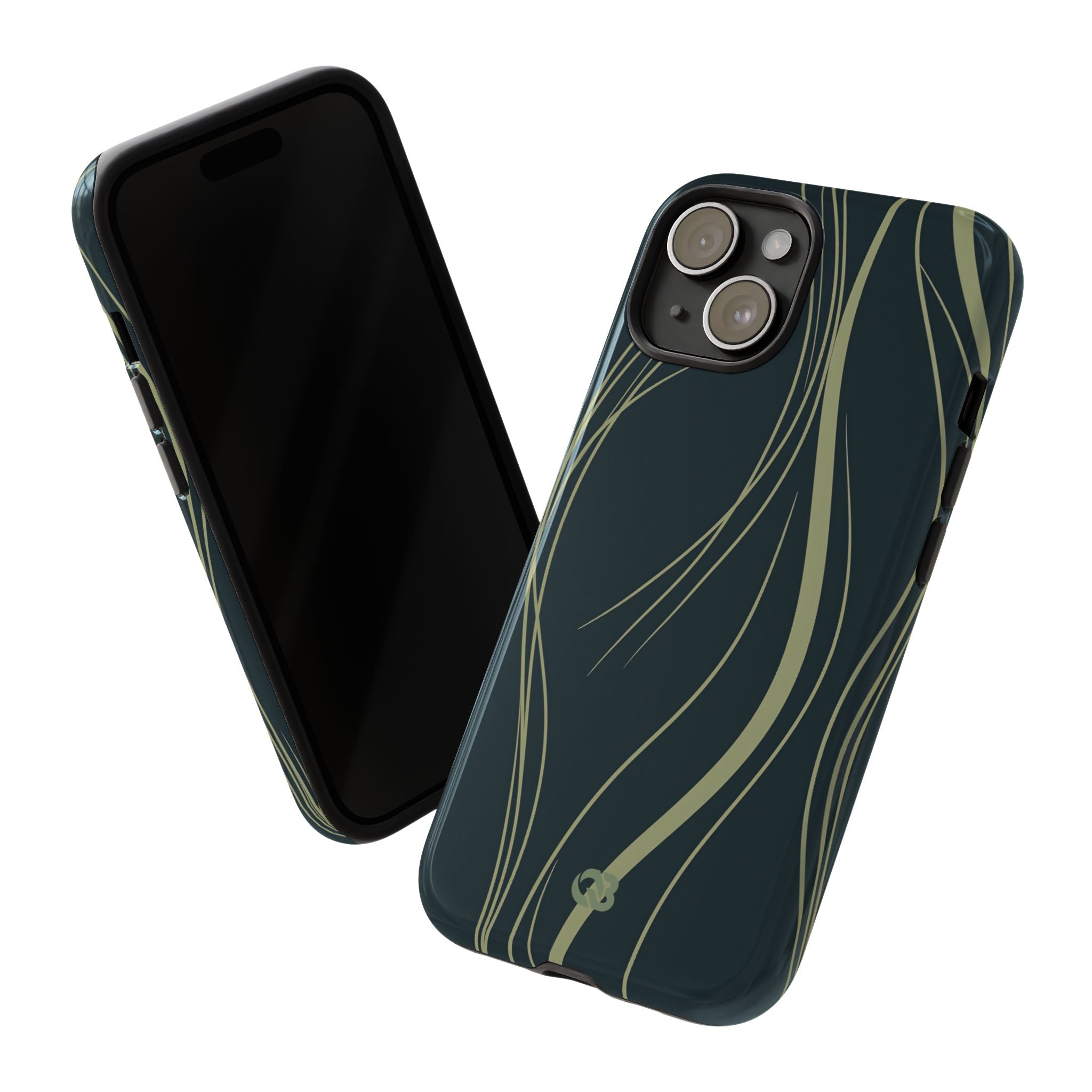 Green Tough Phone Case for iPhone - Obsidian Sage Flow