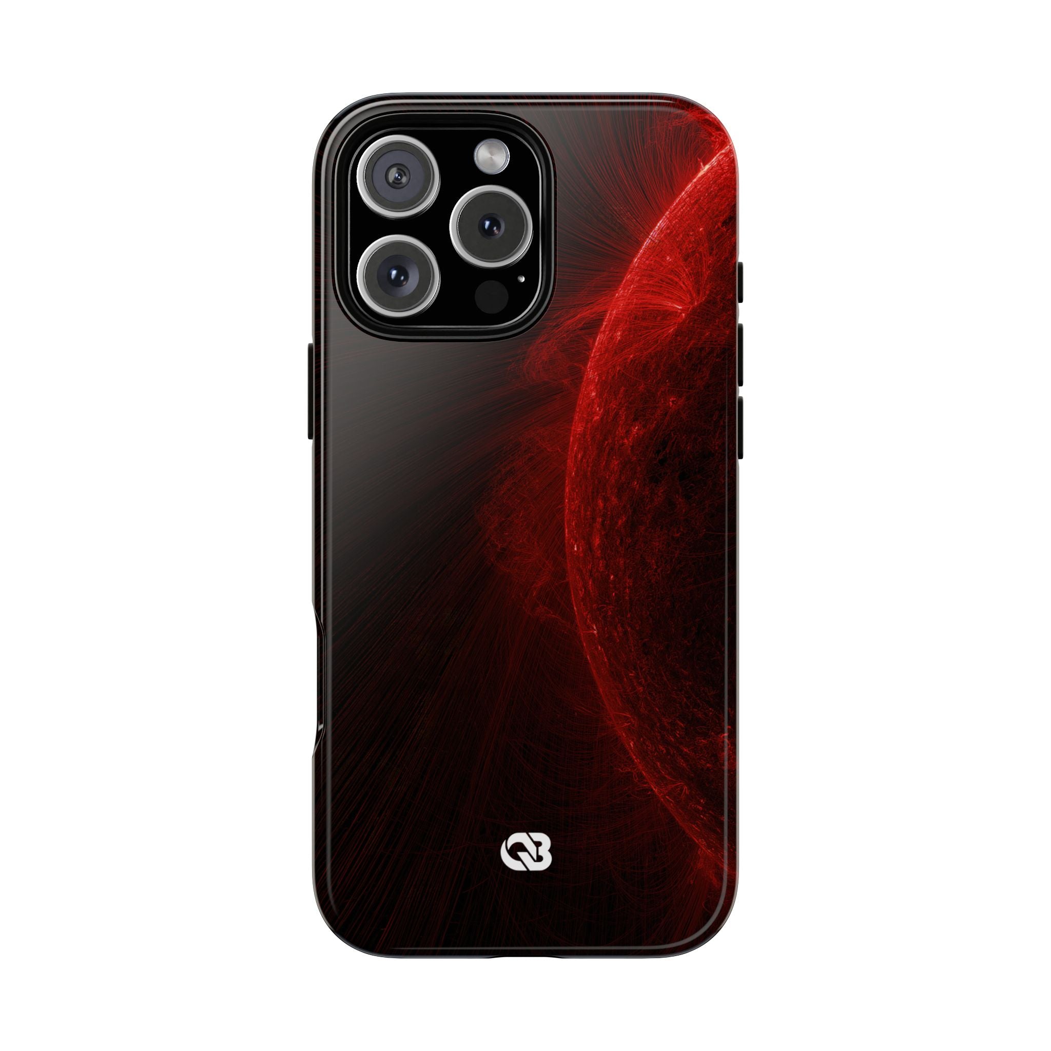 Red Tough Phone Case for iPhone - Solar Crimson Flare