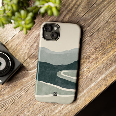 Green Tough Phone Case for iPhone - Misty Sage Valley