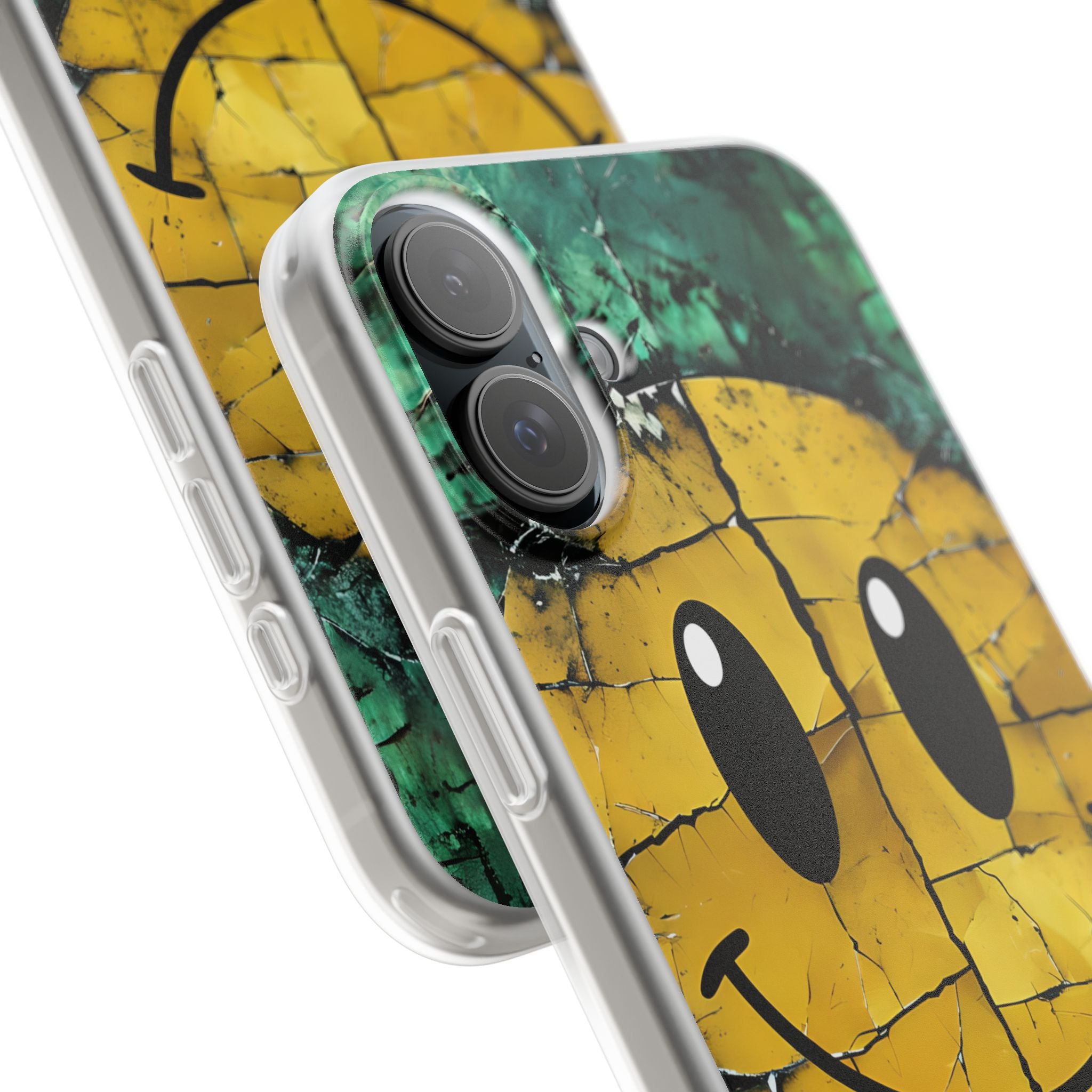 Cracked Smiley iPhone 16 Plus Case - Soft