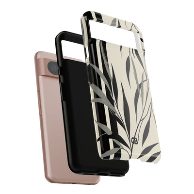 Beige Tough Phone Case for Google Pixel - Soot Leaf Sketch