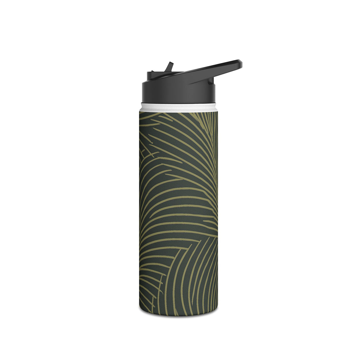 Midnight Palm Frond · Insulated Water Bottle · Green