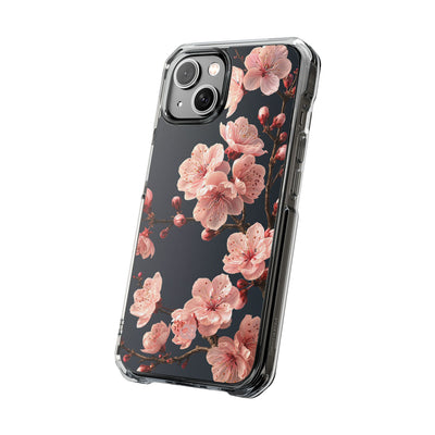 Midnight Sakura Bloom · Clear Impact Magnetic Phone Case for iPhone · Pink