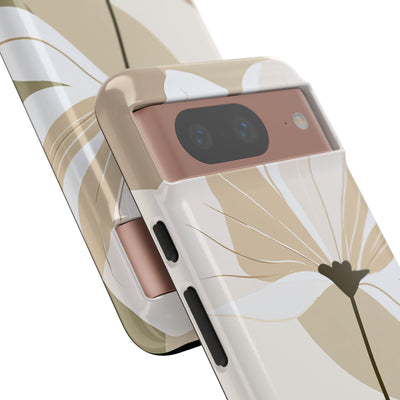 Beige Tough Phone Case for Google Pixel - Sage Linen Magnolia