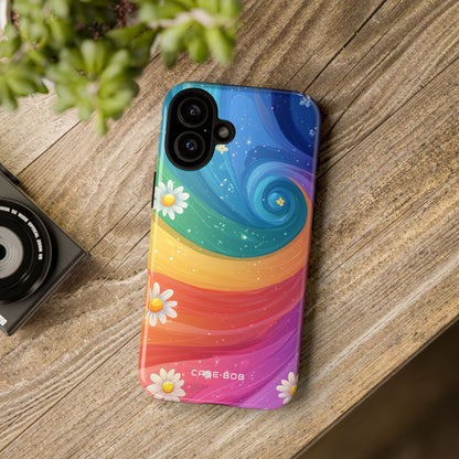 Rainbow Spiral Daisies iPhone 16 Plus Case - Tough