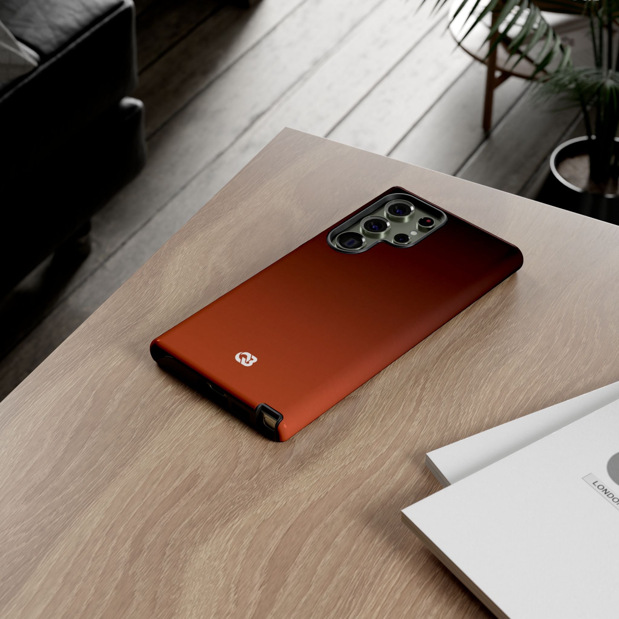 Orange Tough Phone Case for Samsung - Obsidian Ember Fade