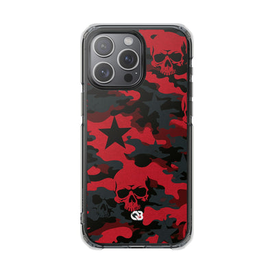 Crimson Skull Camo · Clear Impact Magnetic Phone Case for iPhone · Red