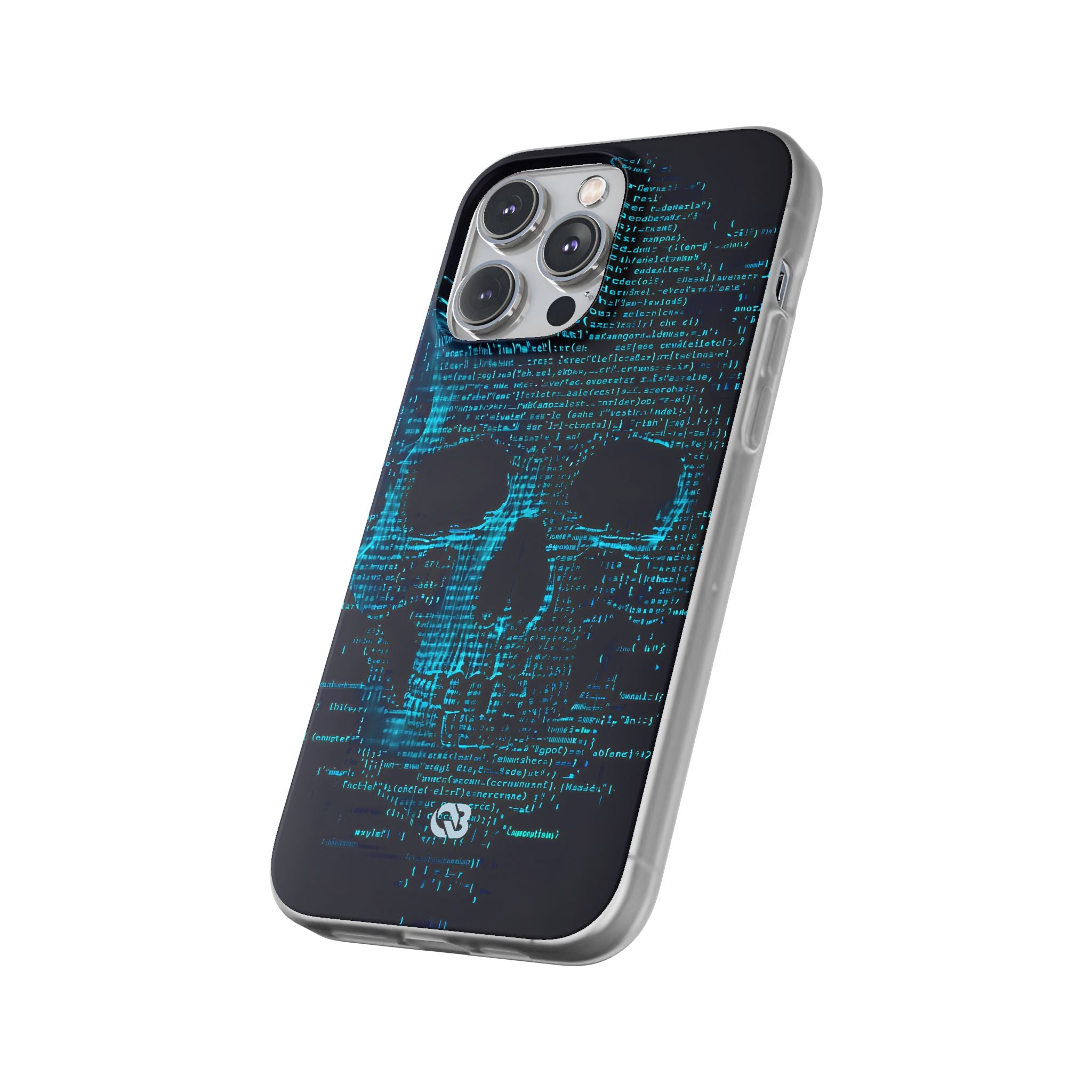 Cyan Glitch Skull · Soft Phone Case for iPhone