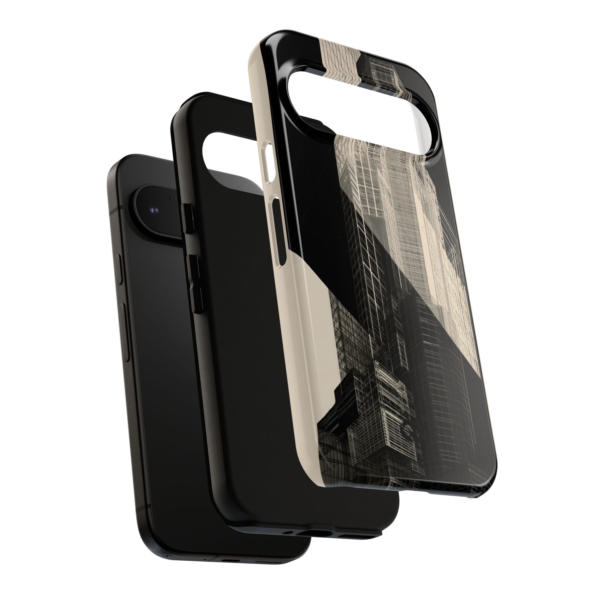 Beige Tough Phone Case for Google Pixel - Monolith Urban Grid